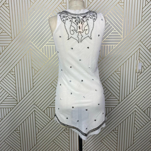 RAGA White Sheer Silver‎ Sequin Beaded Dress - Picture 7 of 12